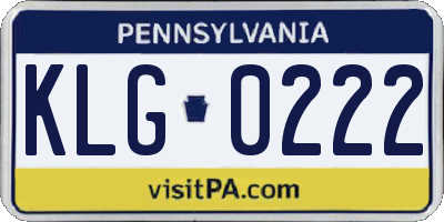 PA license plate KLG0222