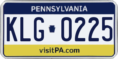 PA license plate KLG0225