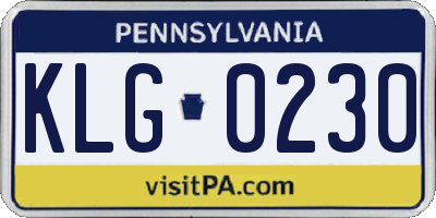 PA license plate KLG0230