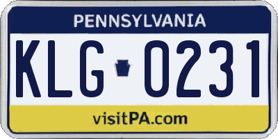 PA license plate KLG0231