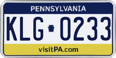 PA license plate KLG0233
