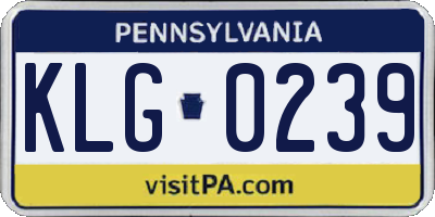 PA license plate KLG0239