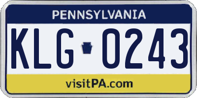 PA license plate KLG0243