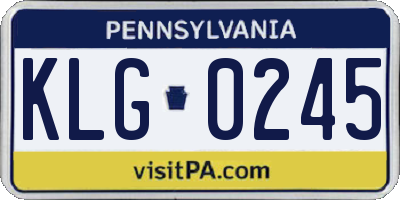 PA license plate KLG0245