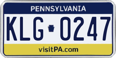PA license plate KLG0247