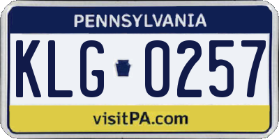PA license plate KLG0257