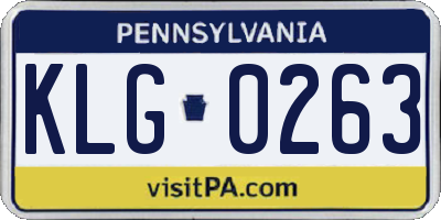 PA license plate KLG0263
