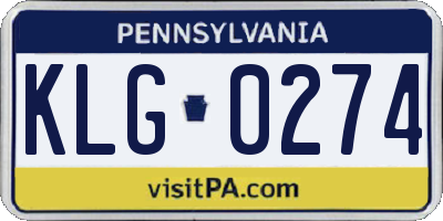 PA license plate KLG0274