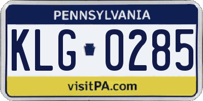 PA license plate KLG0285