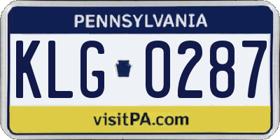 PA license plate KLG0287
