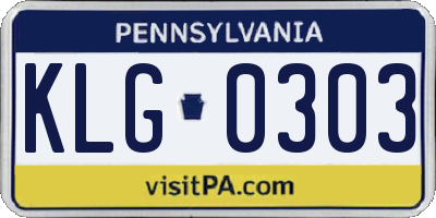 PA license plate KLG0303