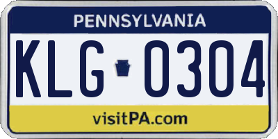 PA license plate KLG0304