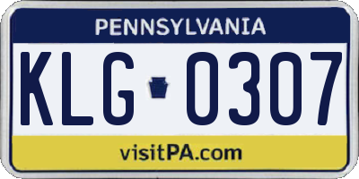PA license plate KLG0307