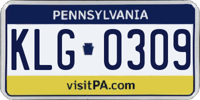 PA license plate KLG0309