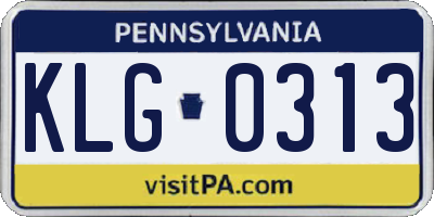 PA license plate KLG0313