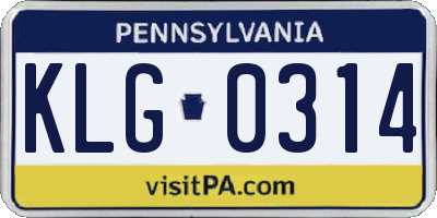 PA license plate KLG0314