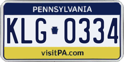 PA license plate KLG0334