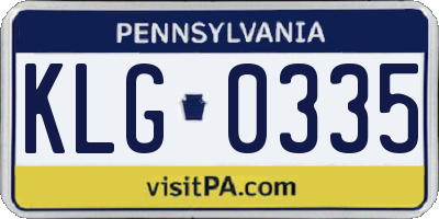 PA license plate KLG0335