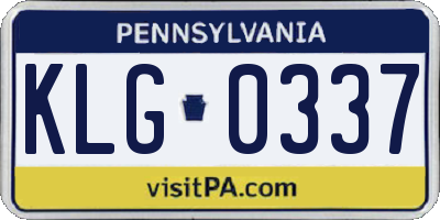 PA license plate KLG0337