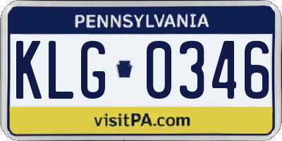 PA license plate KLG0346