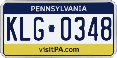 PA license plate KLG0348