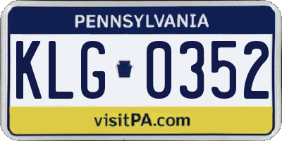 PA license plate KLG0352