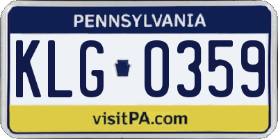 PA license plate KLG0359