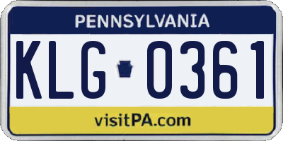 PA license plate KLG0361