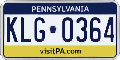 PA license plate KLG0364