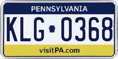 PA license plate KLG0368