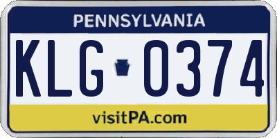 PA license plate KLG0374