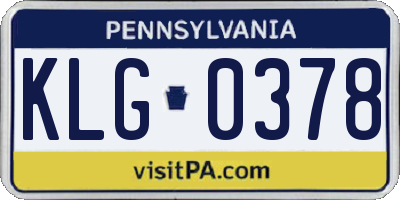 PA license plate KLG0378