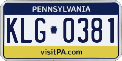 PA license plate KLG0381