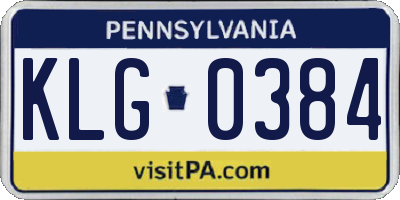 PA license plate KLG0384