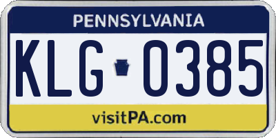 PA license plate KLG0385
