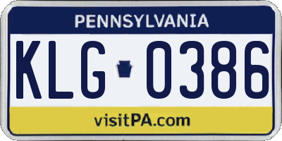 PA license plate KLG0386