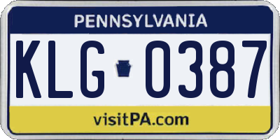 PA license plate KLG0387