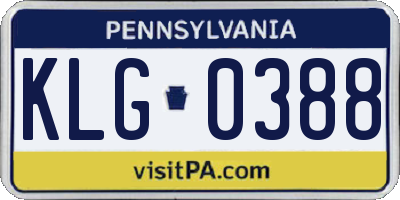 PA license plate KLG0388