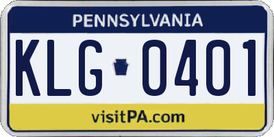 PA license plate KLG0401
