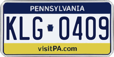 PA license plate KLG0409