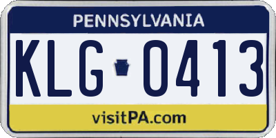 PA license plate KLG0413