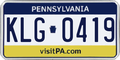 PA license plate KLG0419
