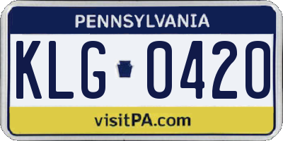 PA license plate KLG0420