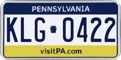 PA license plate KLG0422
