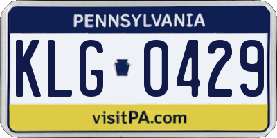 PA license plate KLG0429