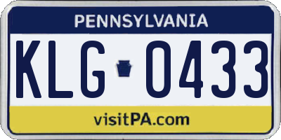 PA license plate KLG0433