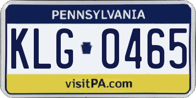 PA license plate KLG0465