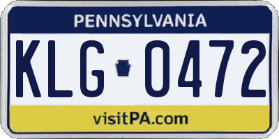 PA license plate KLG0472