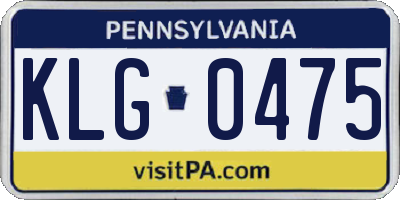 PA license plate KLG0475