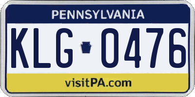 PA license plate KLG0476
